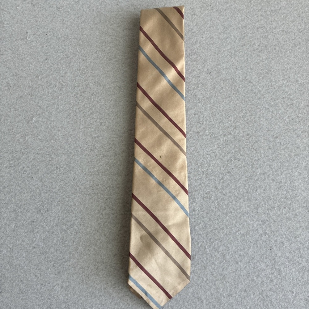 Vintage Christian Dior Neck Tie Brown Striped 100% Silk Made in USA Business